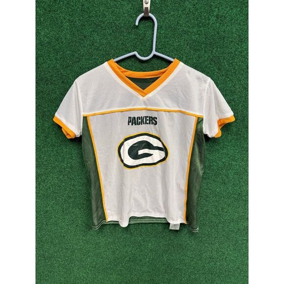 Youth Green Bay Packers NFL Reversible Green & White Flag Football Jersey Large - Picture 3 of 5